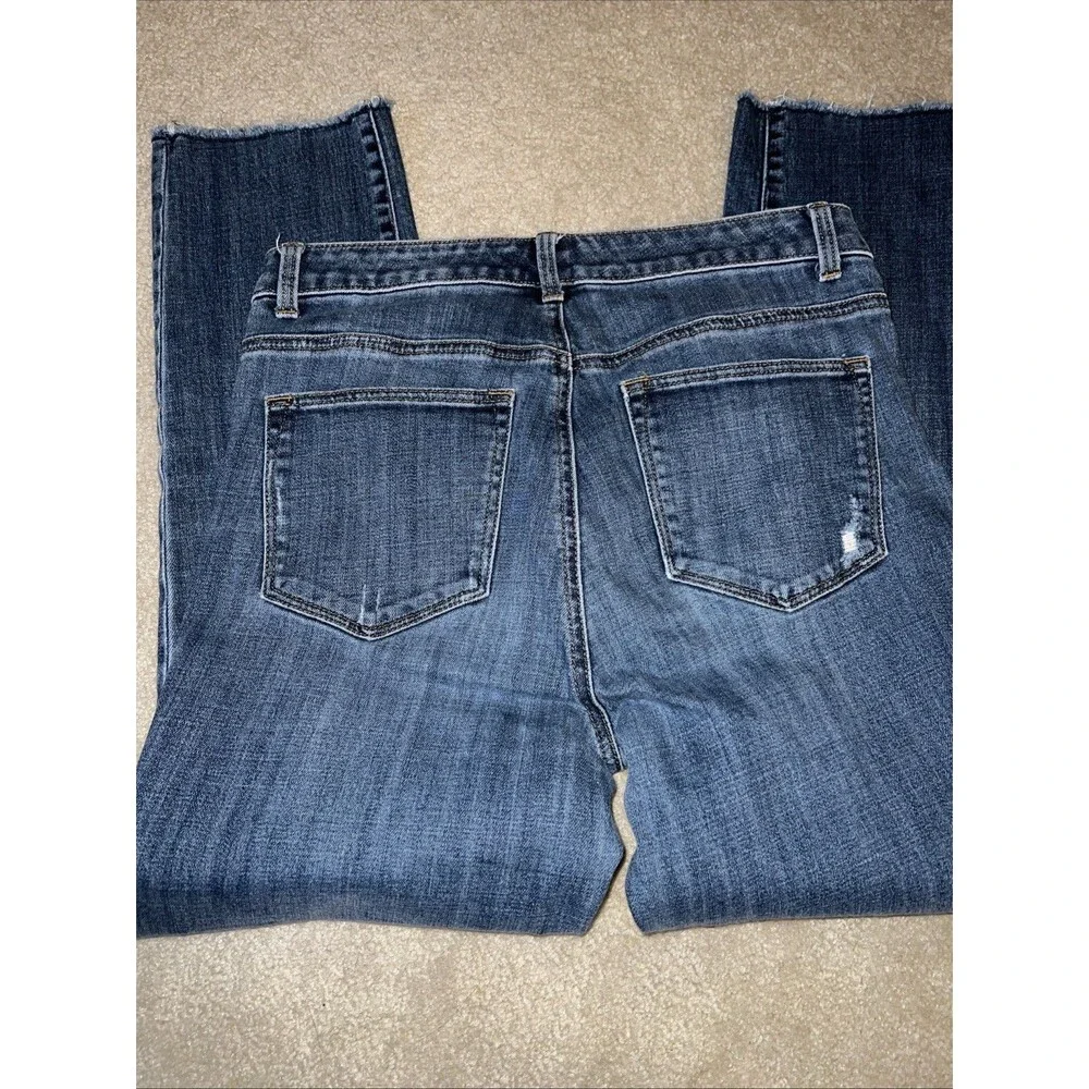Talbots Slim Jeans Women's Size 4 Blue Stretch Denim Pants Frayed Hem